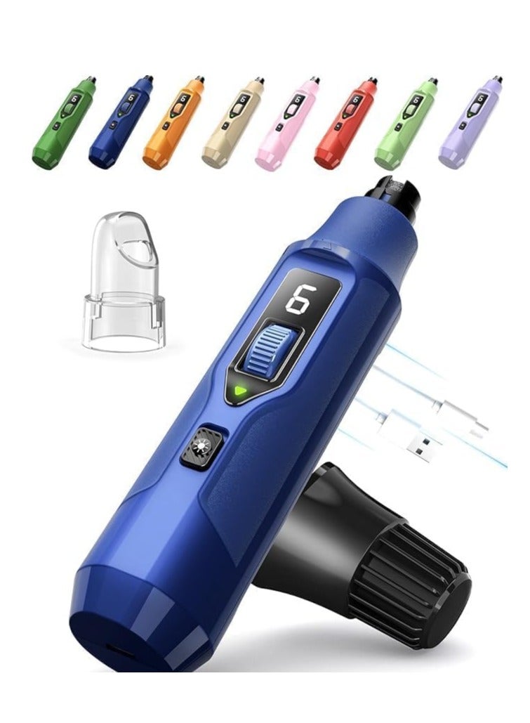 مبرد أظافر للحيوانات الأليفة بسبع سرعات مع ضوء - متين وهادئ للغاية للكلاب والقطط والطيور والحيوانات الصغيرة - يعمل بيد واحدة، أزرق - Image 1